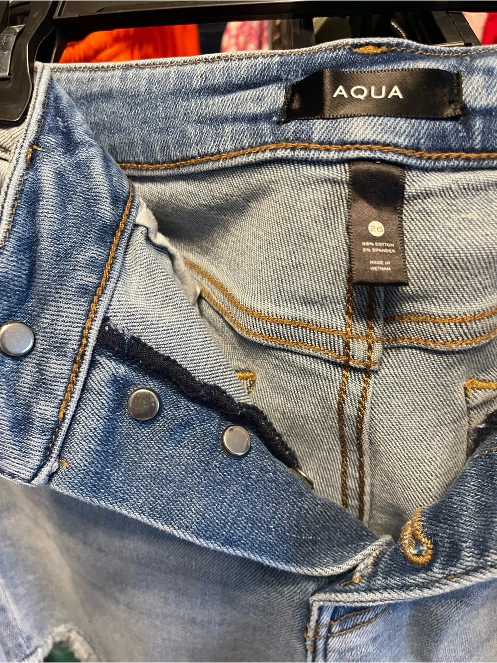 Aqua Light Blue High-Rise Button-Fly Jean Shorts